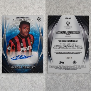 TOPPS UCC AC米兰 德塞利 DESAILLY 亲签 签名 签字 球星卡 周边