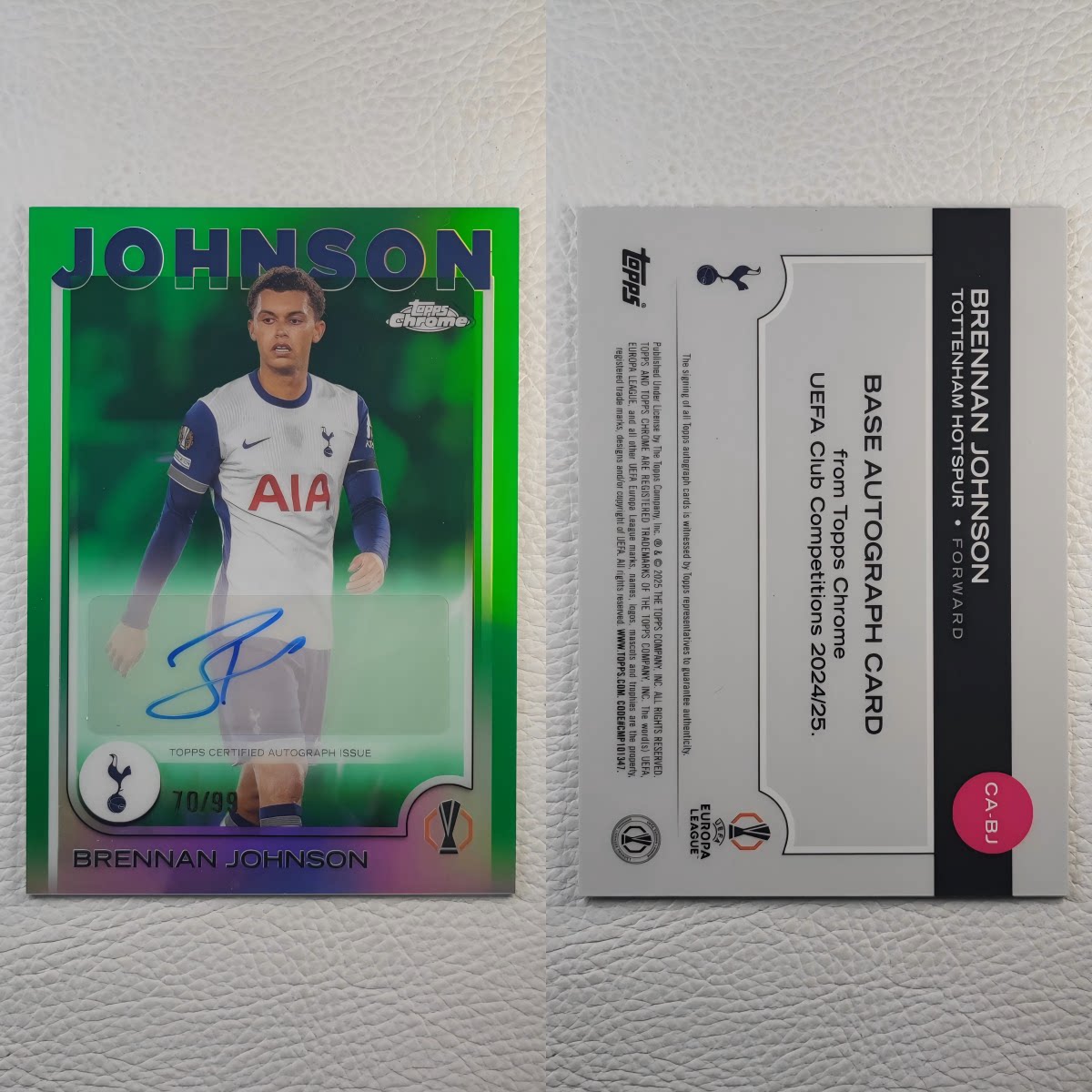 Topps 托特纳姆热刺 布伦南 约翰逊 亲签 签字 球星卡 周边 礼物