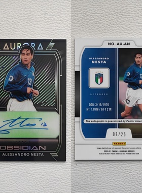 Panini 2020 Obsidian 内斯塔 Nesta 亲签 签名 球星卡 周边 礼物