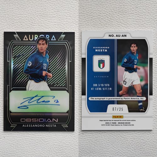 Panini 2020 Obsidian 内斯塔 Nesta 亲签 签名 球星卡 周边 礼物