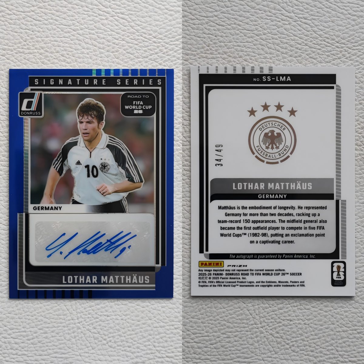 Panini Donruss 美加墨世界杯 德国 马特乌斯 亲笔签名签字球星卡