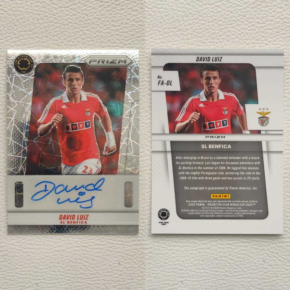 Panini Prizm 世俱杯元年 本菲卡 巴西 大卫 路易斯 签名 球星卡