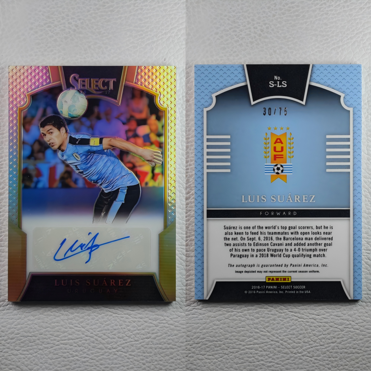 Panini Select 2016 乌拉圭 苏亚雷斯 亲签 签名 球星卡 周边礼物