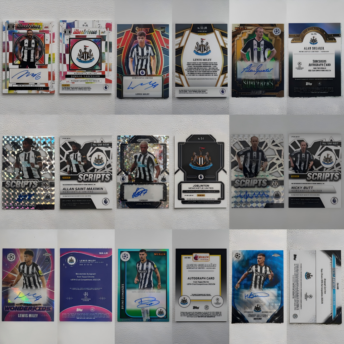 PANINI TOPPS 纽卡斯尔联 吉马良斯 托纳利 阿兰希勒 签名 球星卡