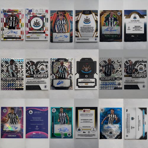 PANINI TOPPS 纽卡斯尔联 吉马良斯 阿兰希勒 波普 签名 球星卡