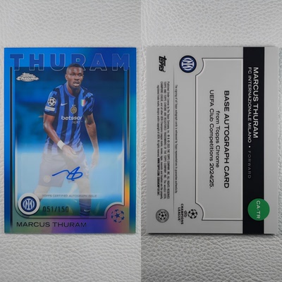Topps 2025 Chrome 国际米兰 图拉姆 THURAM 亲笔签名签字 球星卡