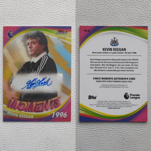 Topps Finest 英超元年 纽卡斯尔联 凯文 基冈 亲签 签名 球星卡