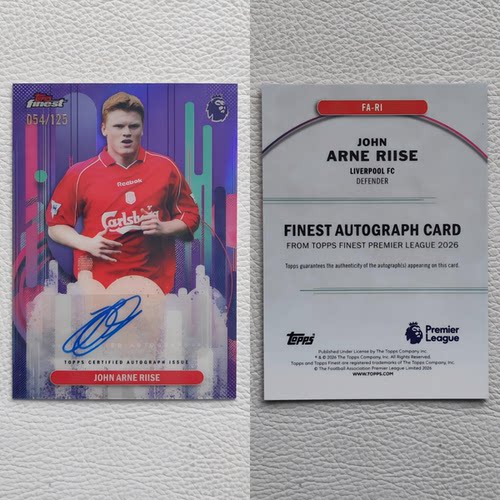 Topps Finest英超回归元年 利物浦 里瑟 亲签 签名 球星卡 礼物