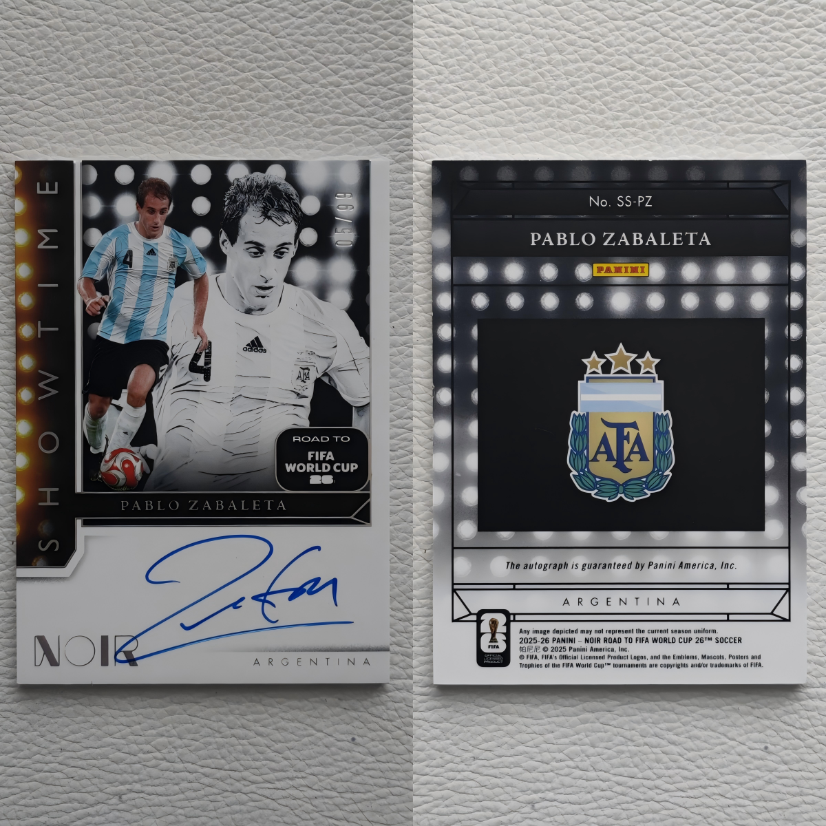Panini Noir 2026 世界杯 阿根廷 萨巴莱塔 亲签卡签 球星卡 周边