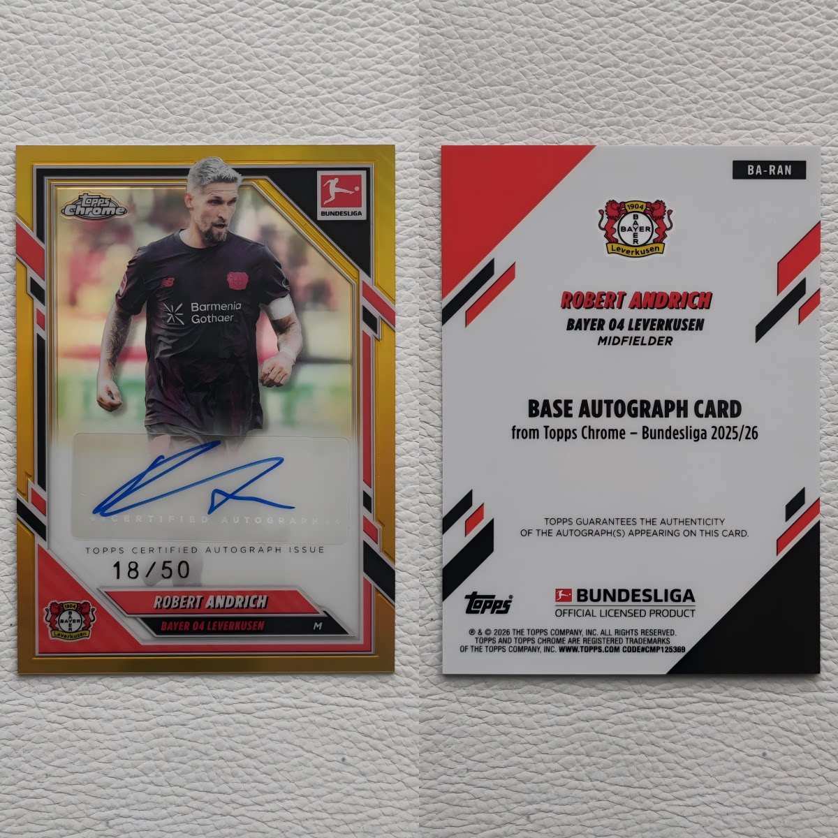 Topps Chrome德甲 勒沃库森 安德里希 亲签 签名 签字 球星卡礼物