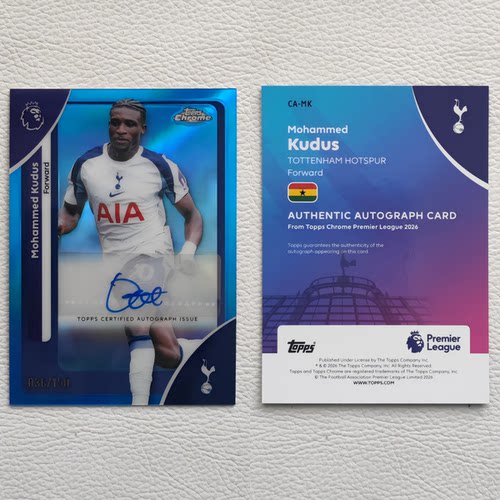 Topps Chrome 英超 托特纳姆热刺 库杜斯 Kudus 亲签 签名 球星卡