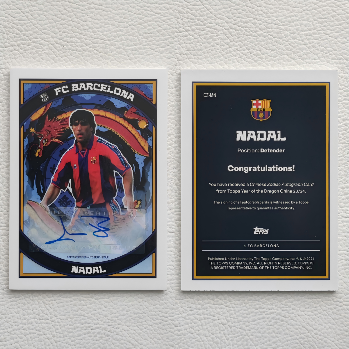 Topps 2024 龙年高端限定 巴塞罗那 纳达尔 Nadal 亲签 签名