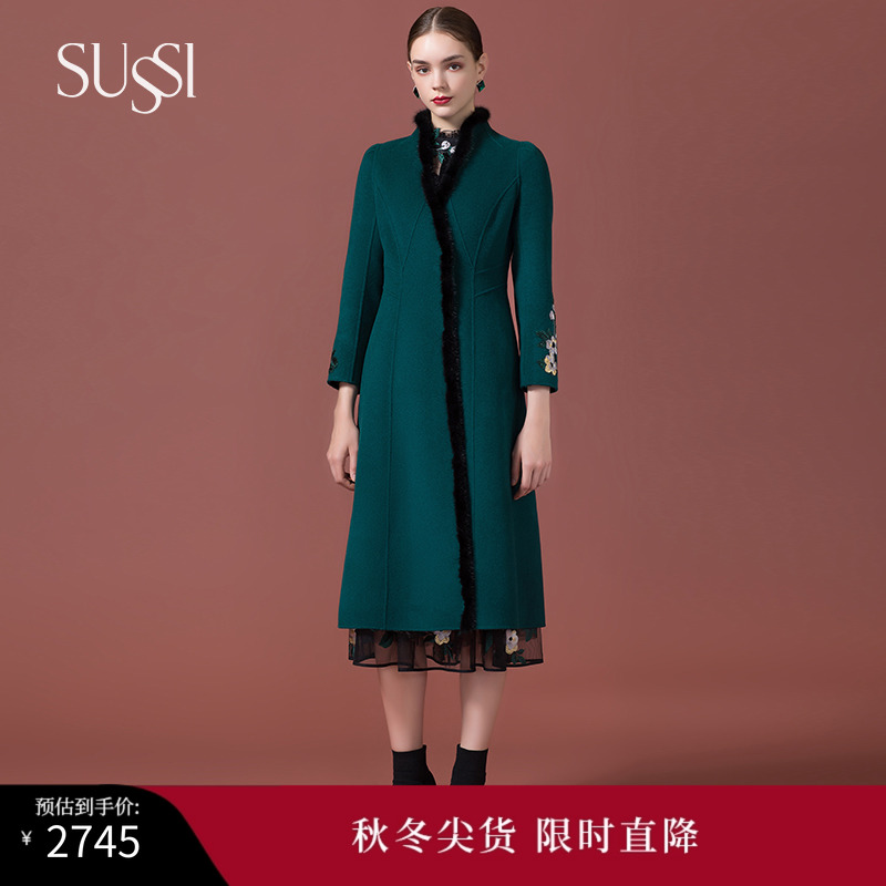 古色冬季双面呢大衣商场同款