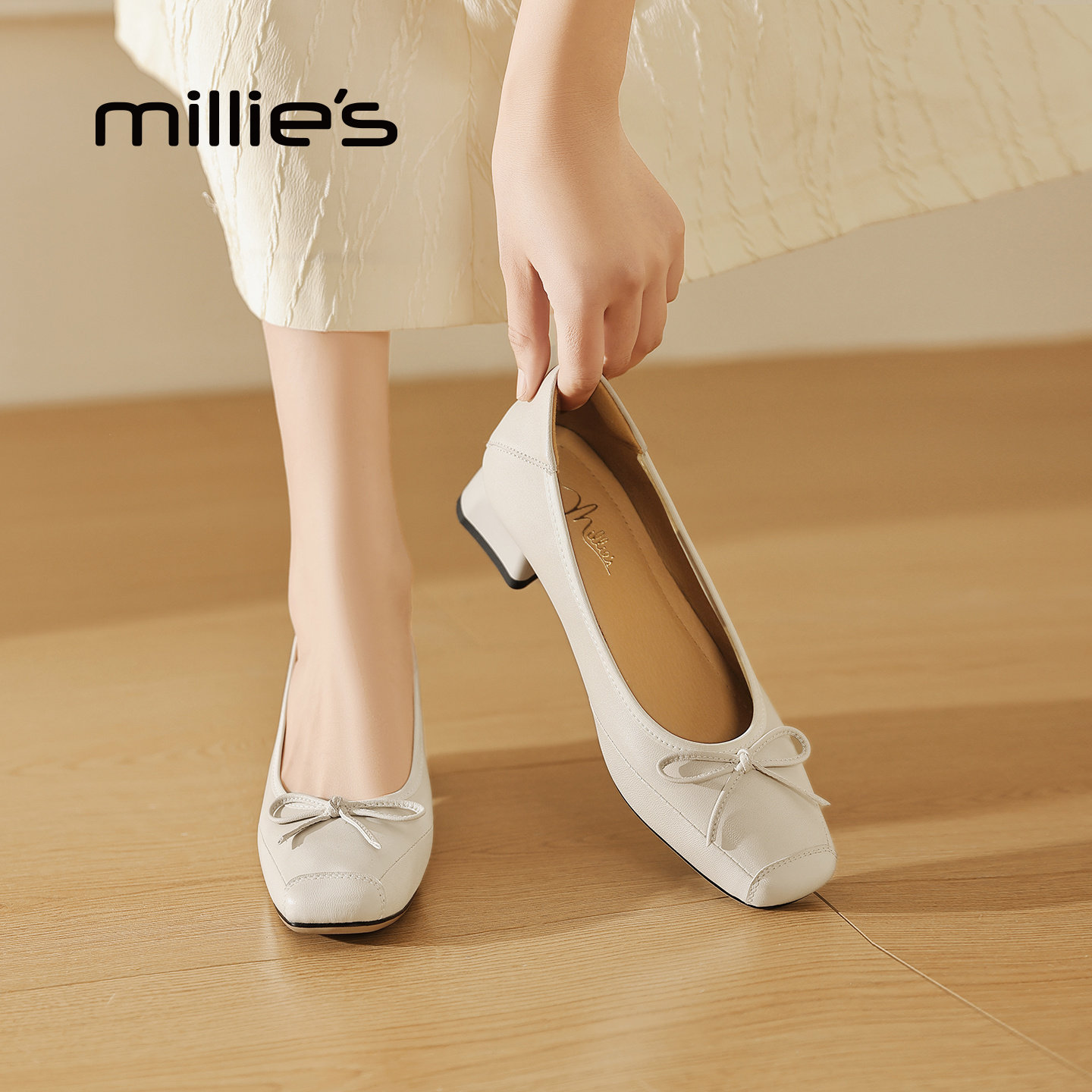 MILLIE'S/妙丽温柔风芭蕾玛丽珍鞋女蝴蝶结浅口单鞋百搭豆豆鞋Z,女鞋,乐福鞋（豆豆鞋）,淘宝优惠券,粉丝福利购,淘宝优惠卷