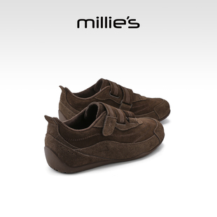 女百搭魔术贴休闲阿甘鞋 MILLIE 秋冬复古德训鞋 妙丽2025新款