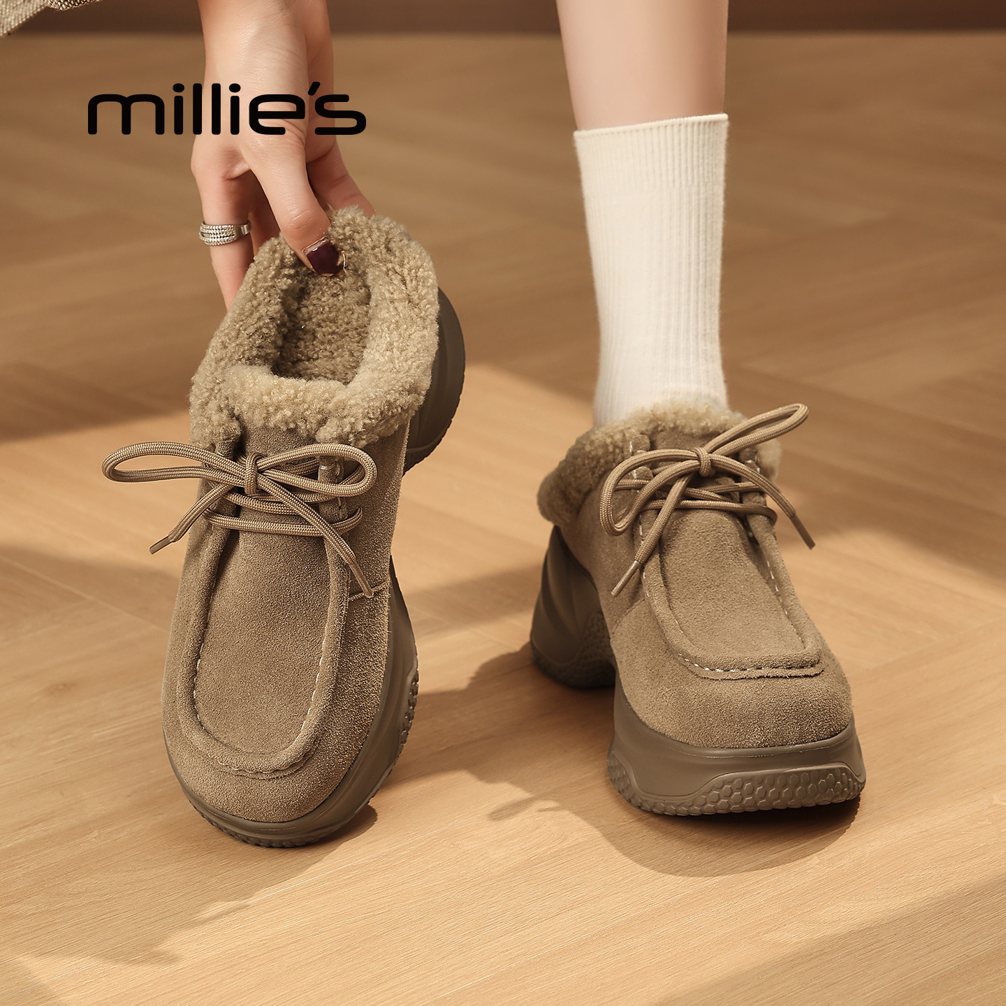 MILLIE'S/妙丽真皮复古勃肯鞋