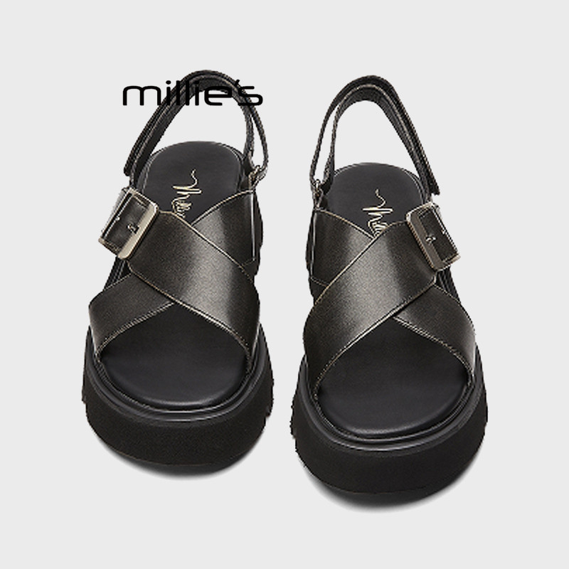 MILLIE'S/妙丽时尚休闲凉鞋2026夏季新款轻便软底增高一脚蹬女鞋Z