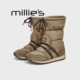 妙丽休闲雪地靴冬季 MILLIE 德训加绒加厚短筒面包靴东北棉靴女