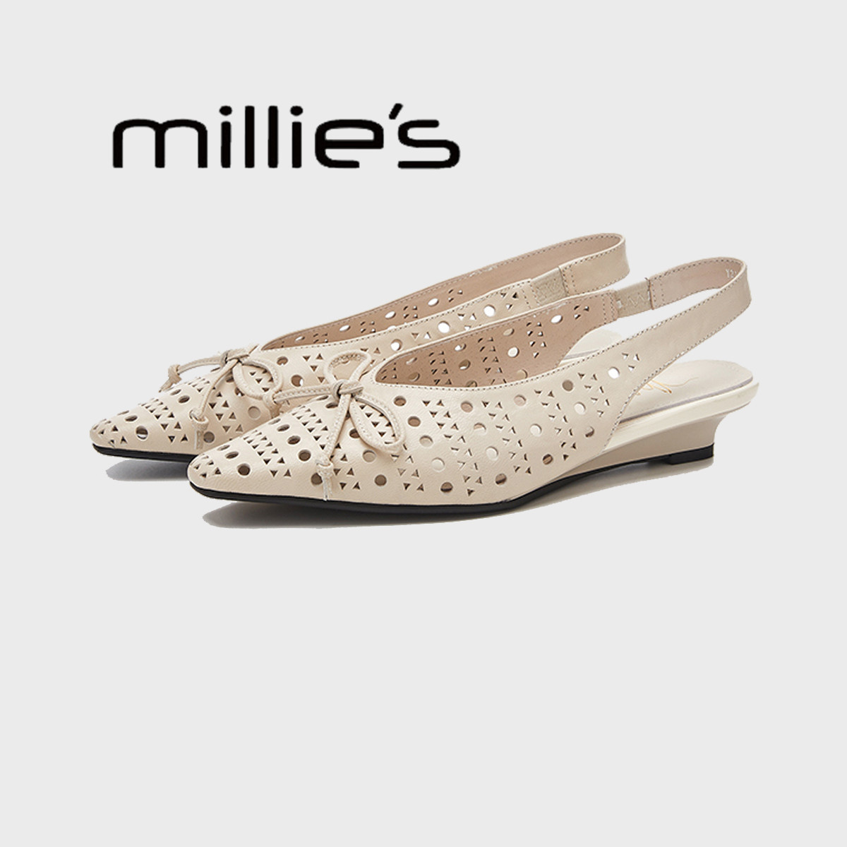 MILLIE'S/妙丽镂空尖头凉拖鞋女夏季外穿蝴蝶结罗马凉鞋浅口单鞋,女鞋,婚鞋,淘宝优惠券,粉丝福利购,淘宝优惠卷