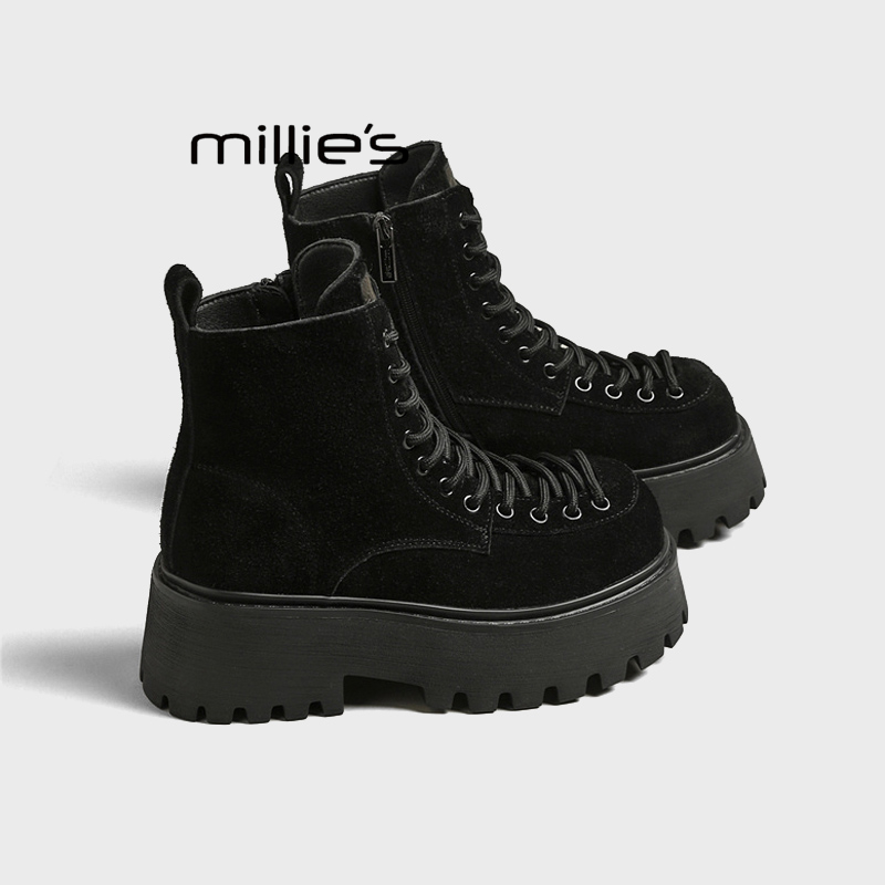 MILLIE'S/妙丽厚底松糕机车靴