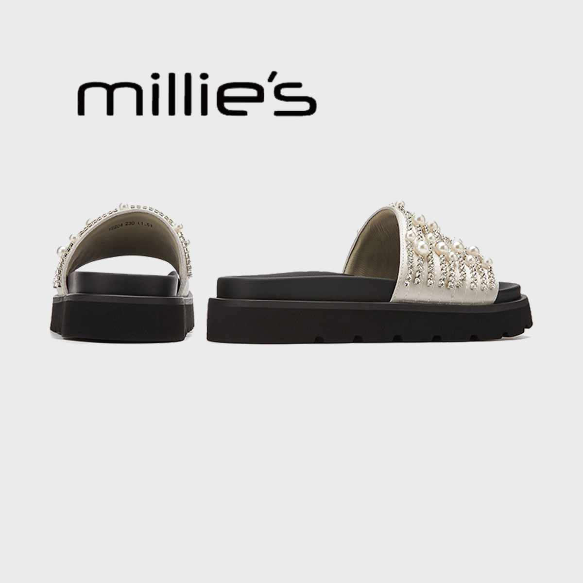MILLIE'S/妙丽珍珠水钻凉鞋