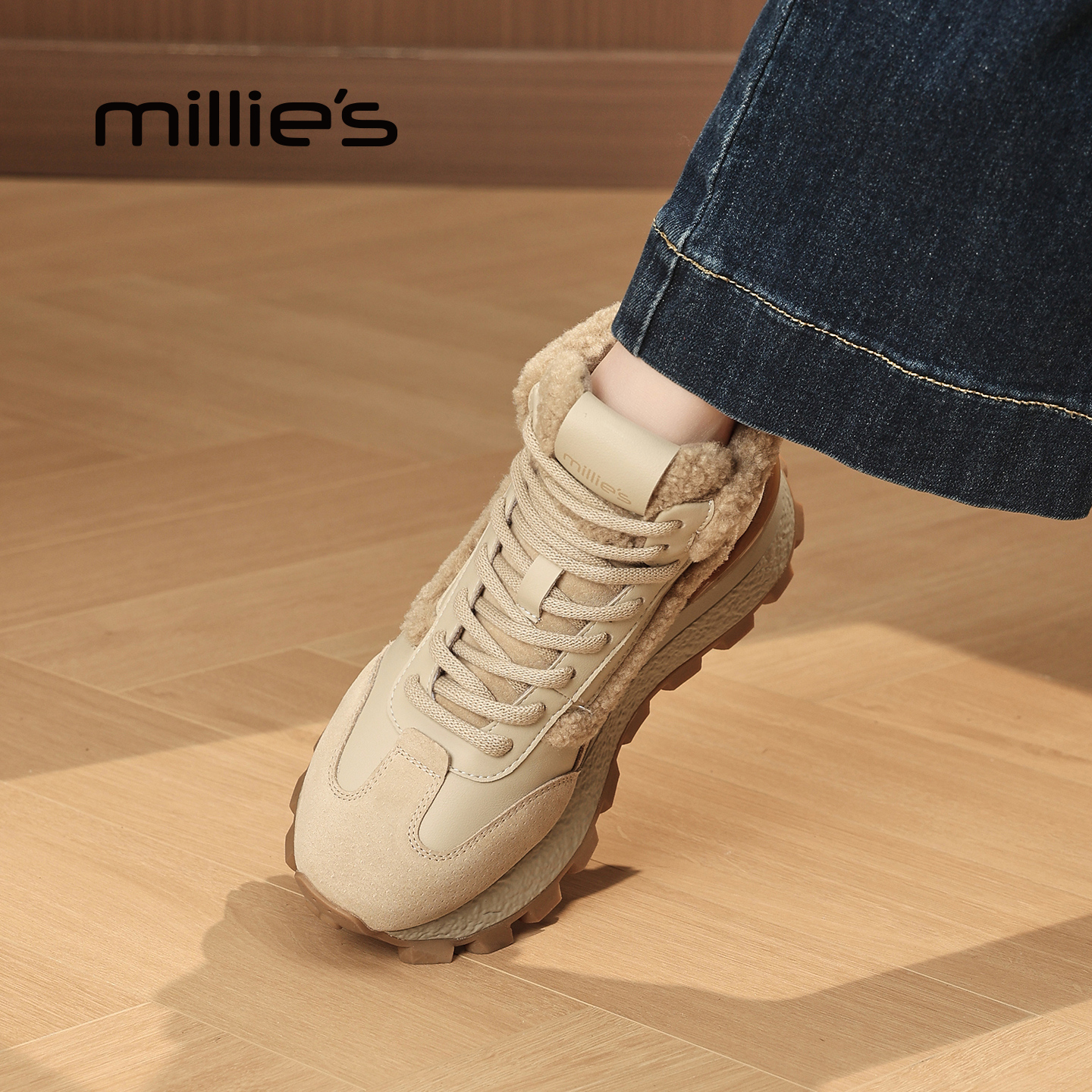 MILLIE'S/妙丽真皮复古阿甘鞋