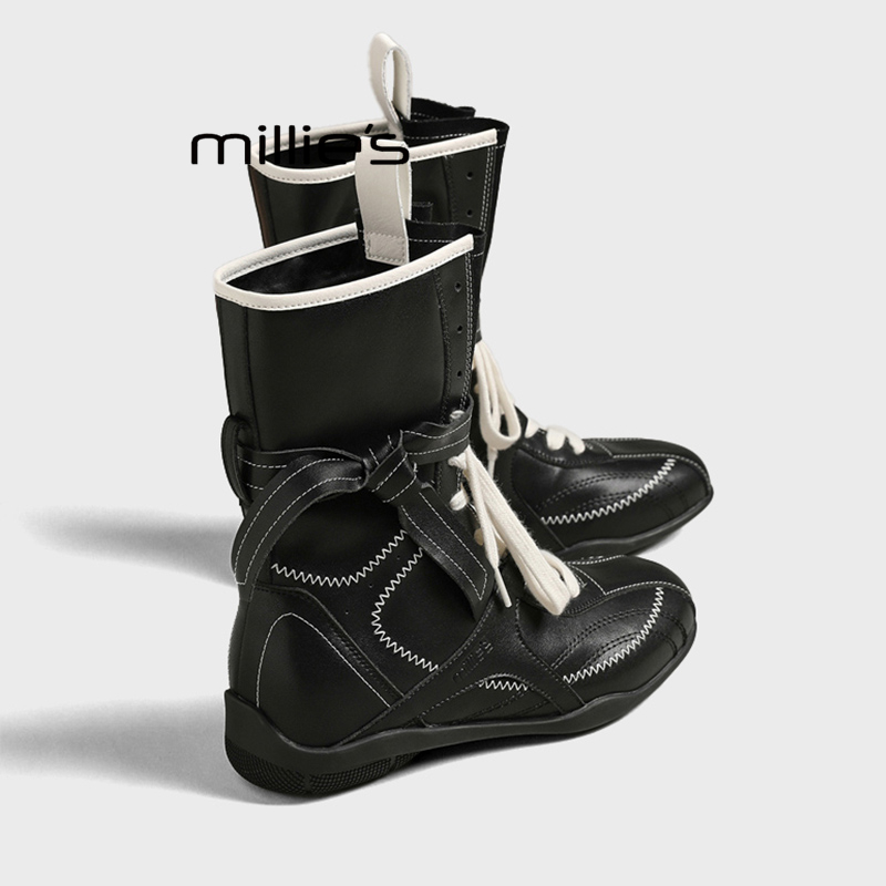 MILLIE'S/妙丽真皮复古时装靴女