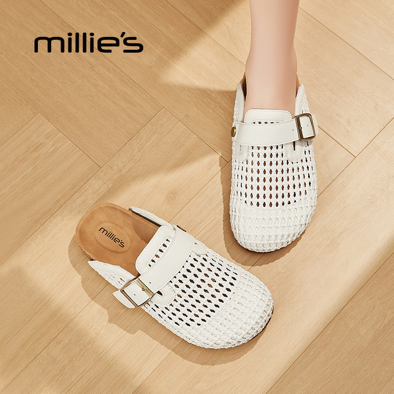 MILLIE'S/妙丽镂空透气包头半拖