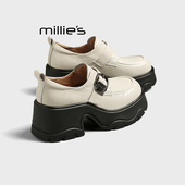 妙丽简约风厚底乐福鞋 一脚蹬皮带扣松糕鞋 MILLIE 不累脚防水鞋