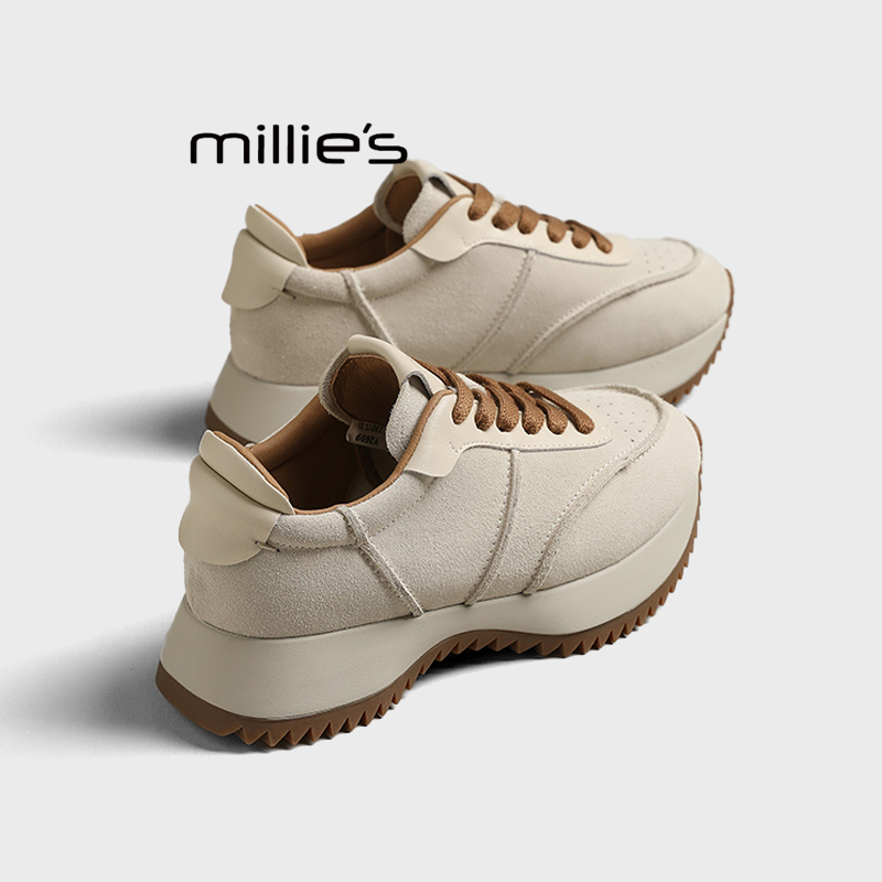 MILLIE'S/妙丽真皮厚底老爹鞋
