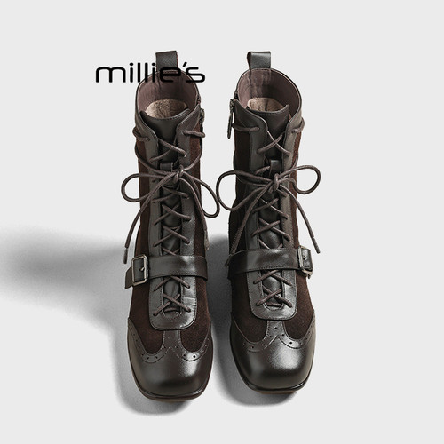 MILLIE'S时尚秋冬圆头短筒靴