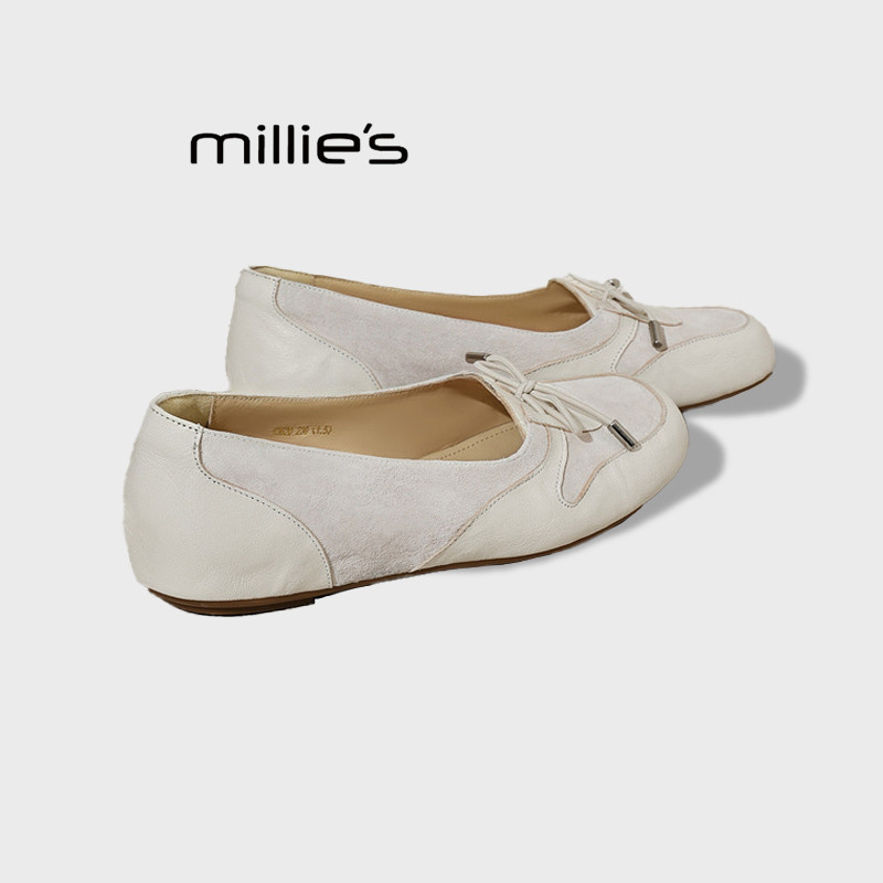 MILLIE'S/妙丽平底百搭一脚蹬豆豆鞋单鞋复古风系带浅口乐福鞋女,女鞋,乐福鞋（豆豆鞋）,淘宝优惠券,粉丝福利购,淘宝优惠卷