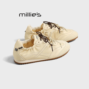 MILLIE'S/妙丽复古风德训鞋女2026春季新款休闲运动平底小白鞋Z