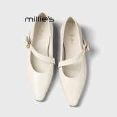 妙丽尖头玛丽珍鞋 女2026春季 MILLIE 一字扣带浅口低跟百搭单鞋