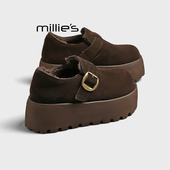百搭增高小个子松糕棉鞋 MILLIE 女冬季 新款 妙丽厚底加绒勃肯鞋