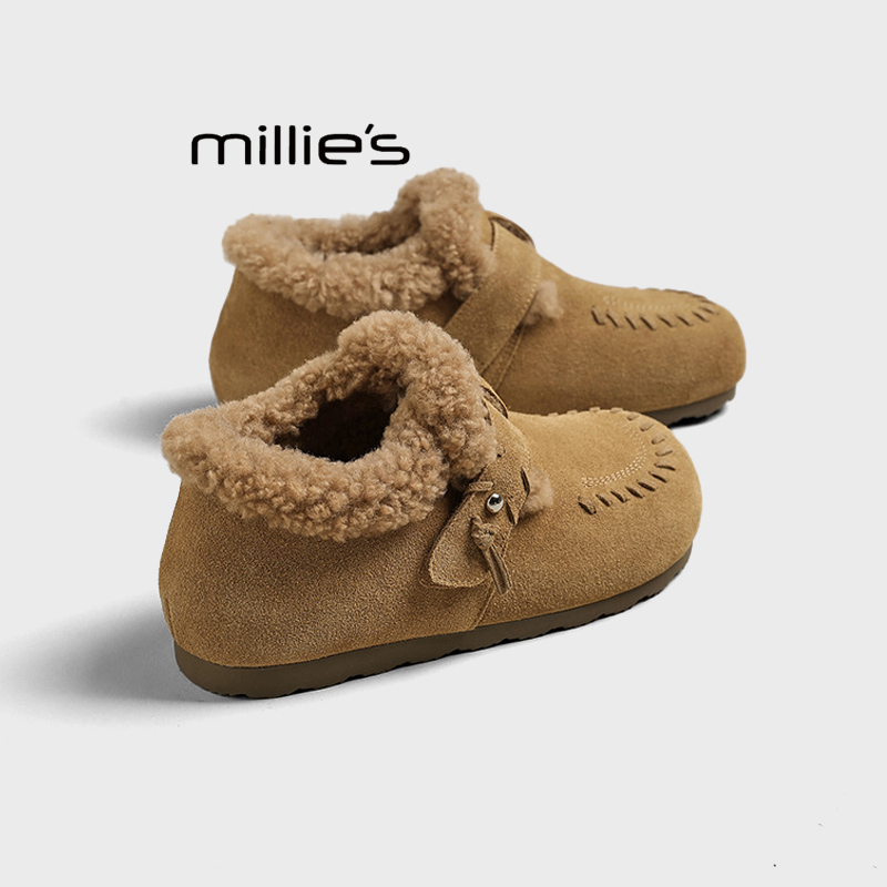 MILLIE'S/妙丽复古加绒毛毛鞋