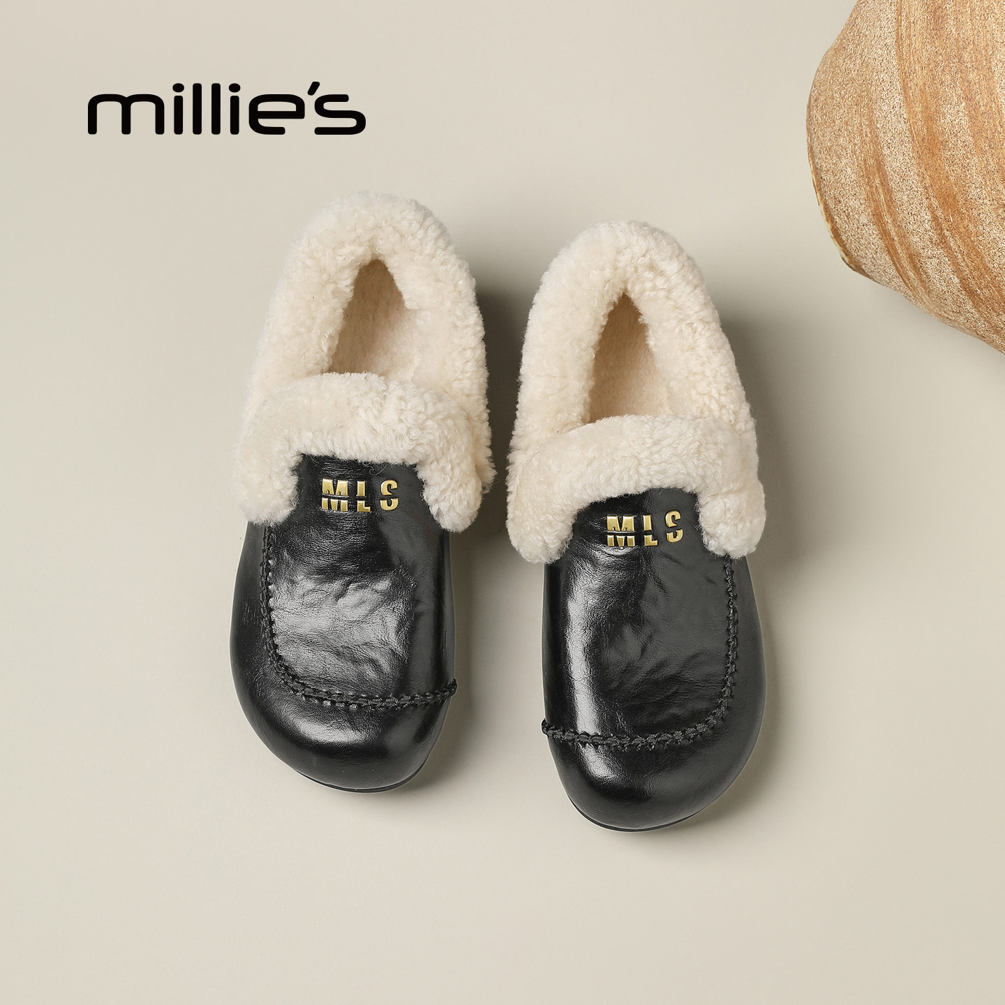 MILLIE'S/妙丽轻便加绒毛毛鞋