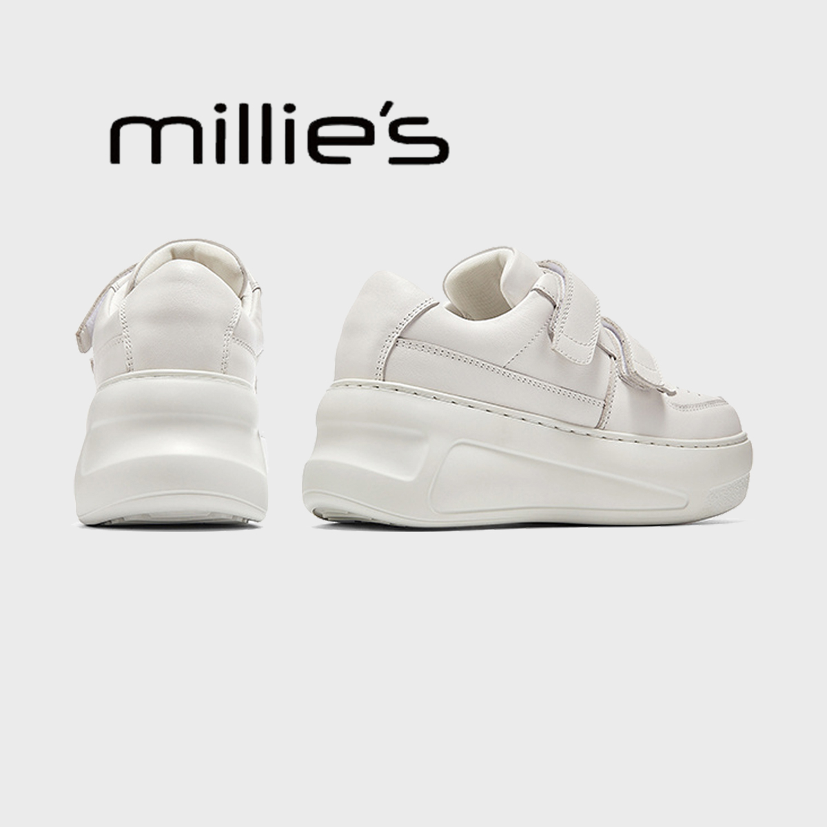 厚底板鞋魔术贴休闲面包鞋