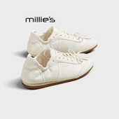 百搭平底德训鞋 妙丽小白鞋 MILLIE 女2026夏季 款 休闲运动板鞋 女