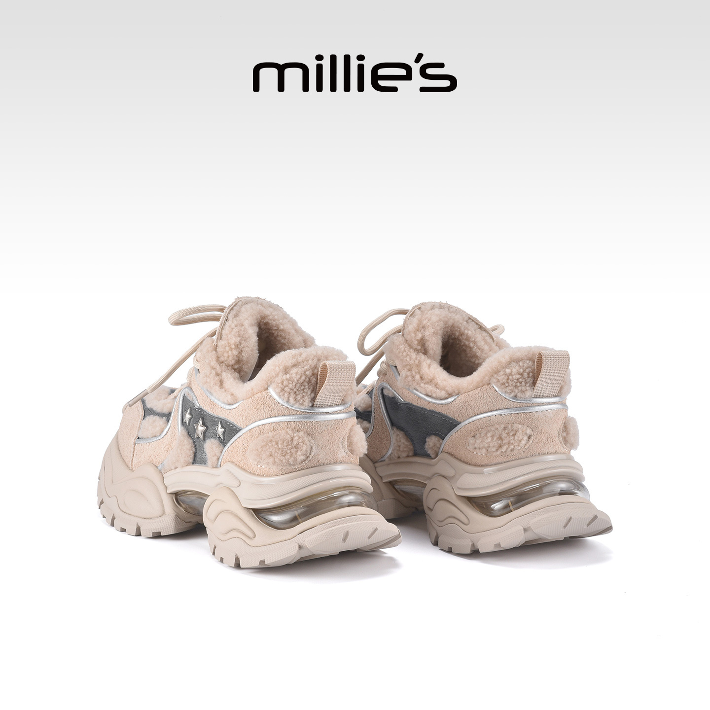 MILLIE'S/妙丽真皮厚底老爹鞋女