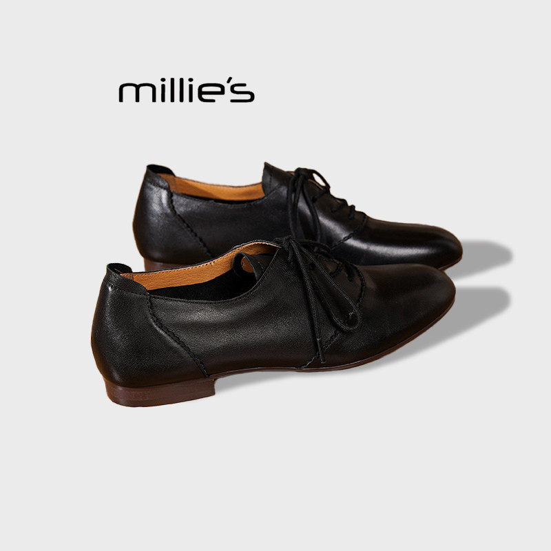 MILLIE'S/妙丽小皮鞋女2025秋季新款英伦风不累脚显瘦平底单鞋Z,女鞋,浅口单鞋,淘宝优惠券,粉丝福利购,淘宝优惠卷