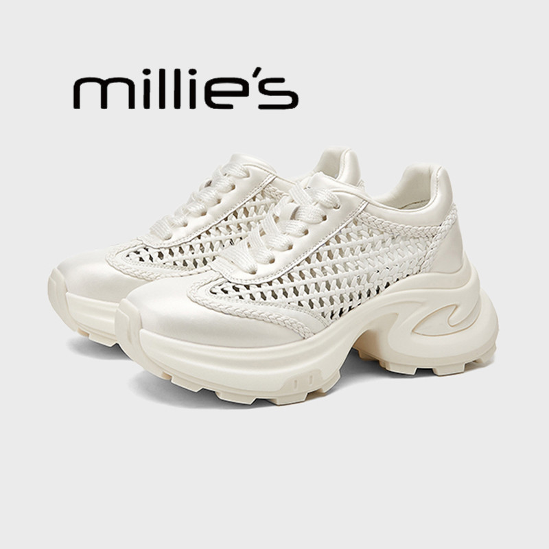 MILLIE'S/妙丽透气网面老爹鞋女2026夏季新款厚底显高运动凉鞋Z