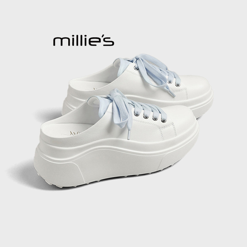 MILLIE'S/妙丽外穿包头拖鞋女2026春季新款厚底松糕一脚蹬懒人鞋