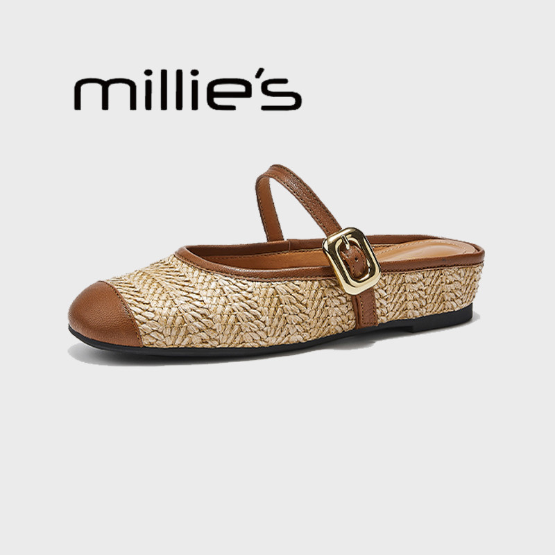 MILLIE'S/妙丽一字带包头拖鞋