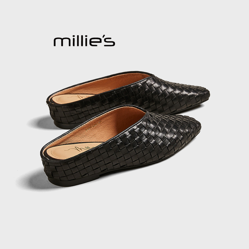 MILLIE'S/妙丽真皮平底一脚蹬