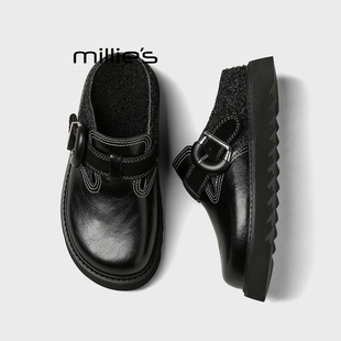 加绒英伦风大头鞋 妙丽2025新款 休闲百搭保暖雪地靴女Z MILLIE