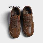 妙丽复古风真皮德训鞋 女2026年春季 MILLIE 厚底增高休闲运动鞋