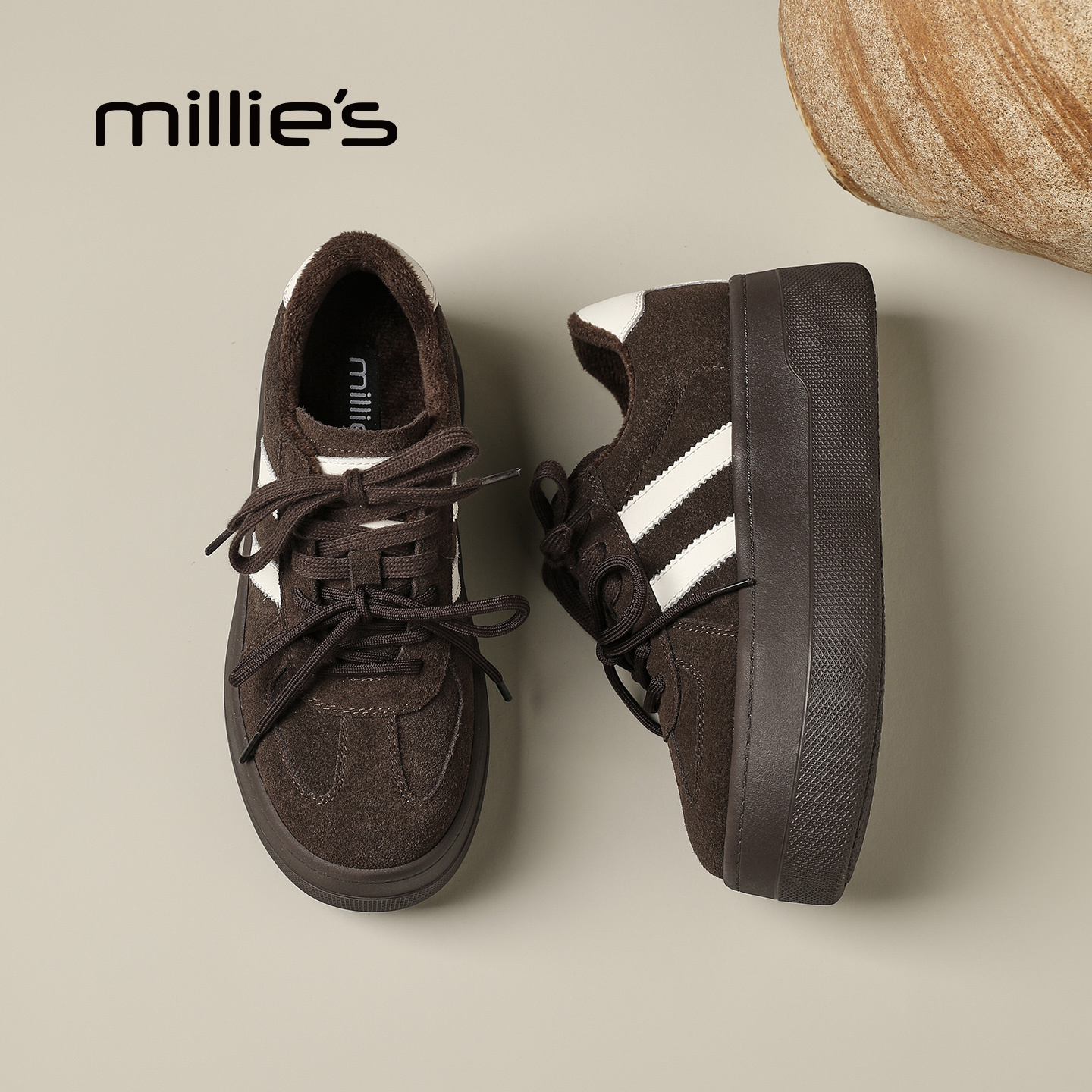 MILLIE'S/妙丽真皮德训鞋女