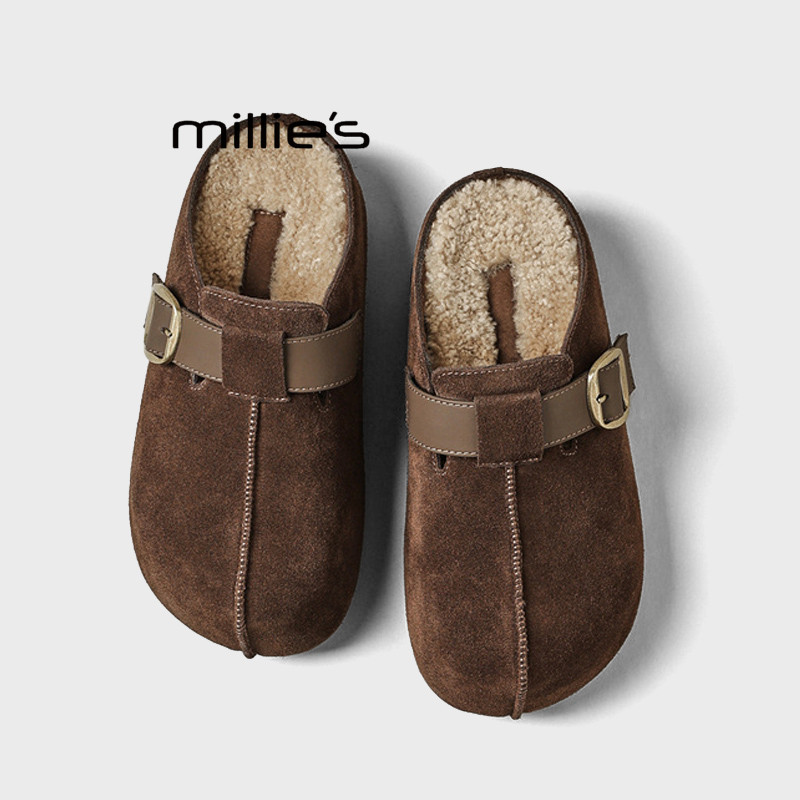 MILLIE'S/妙丽反绒皮勃肯鞋女加绒保暖休闲百搭懒人鞋乐福鞋Q,女鞋,乐福鞋（豆豆鞋）,淘宝优惠券,粉丝福利购,淘宝优惠卷