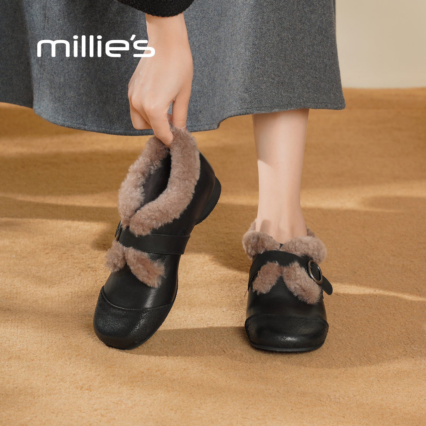 MILLIE'S/妙丽真皮勃肯鞋女